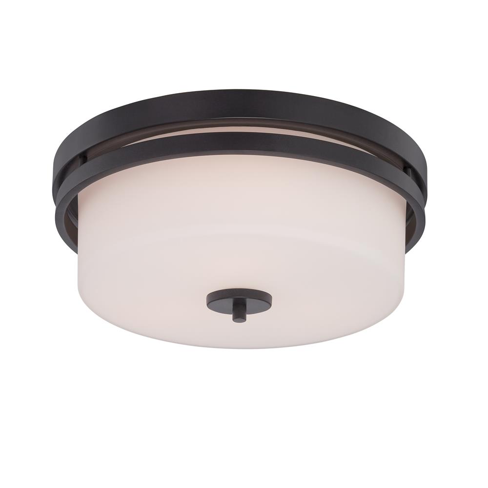 Nuvo Lighting 60/5307  Parallel - 3 Light Flush Fixture with Etched Opal Glass in Aged Bronze Finish